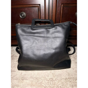 Summer & Rose Black Faux Leather Convertible Backpack Purse